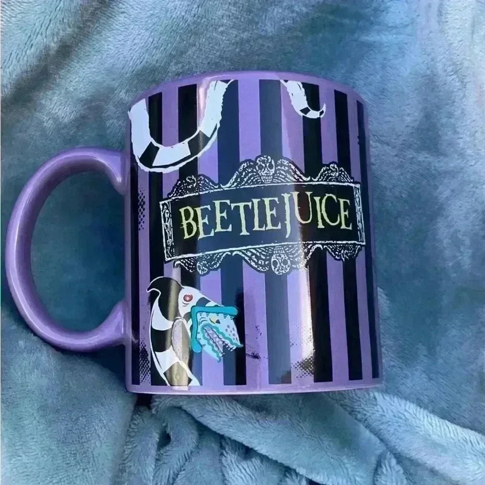 Beetlejuice Purple Striped Ceramic Mug